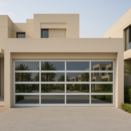 Porte de garage sectionnelle pleine en panneaux sandwich acier 40 mm – Distribution et installation à Dubaï et aux Émirats