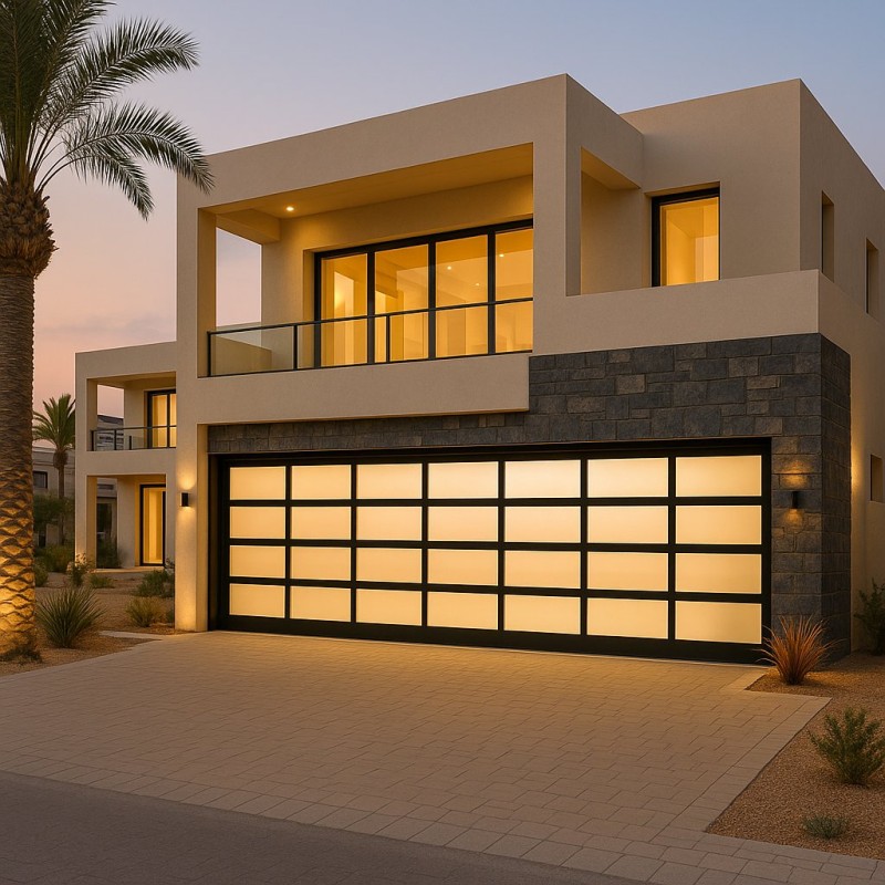 Porte de garage sectionnée Moyendisée - W 4,00 m x H 2.00 m - 40 mm Panneel - Couleur Noir - Note européenne Qualité à Dubaï