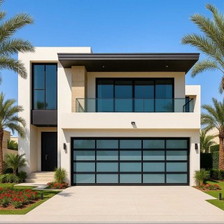 Porte de Garage Sectionnelle Triple Vitrage 60 mm Motorisée – 2,50 m x 2,20 m – Sur-Mesure pour Dubaï