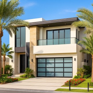 Porte de Garage Sectionnelle Triple Vitrage 60 mm Motorisée – 2,50 m x 2,20 m – Sur-Mesure pour Dubaï