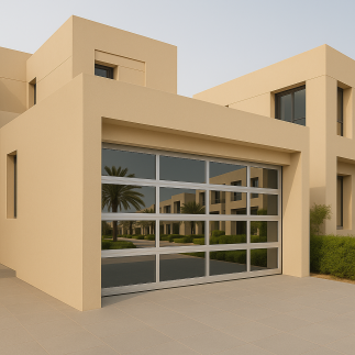 Porta da garage in sezione motorizzata 3x2,5 m, vetri tripli da 60 mm - installazione a Dubai
