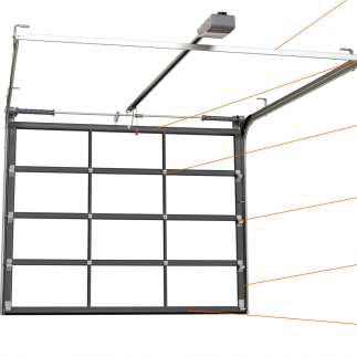 Porta de garagem secional vitrificada motorizada W 4,0 m x H 2,00 m - painéis de 40 mm - Branco - Qualidade Doorhan em Dubai