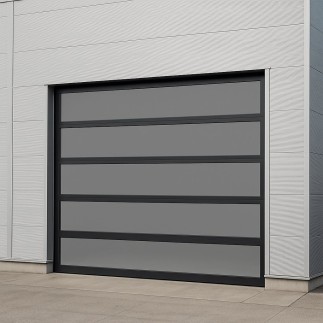 Porte Sectionnelle Industrielle Vitrée Motorisée 3x3 avec Intercalaires Thermiques – Gris 40 mm