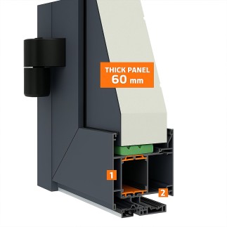 Double Vantal Service Door in Panels 60 mm glatt – Grau RAL 7016 – Installation auf Dubai