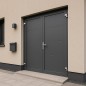 Double-leaf service door in 60 mm smooth panels - RAL 7016 Gray - Installation on Dubai Double-leaf service door in 60 mm smooth panels - RAL 7016 Gray - Installation on Dubai