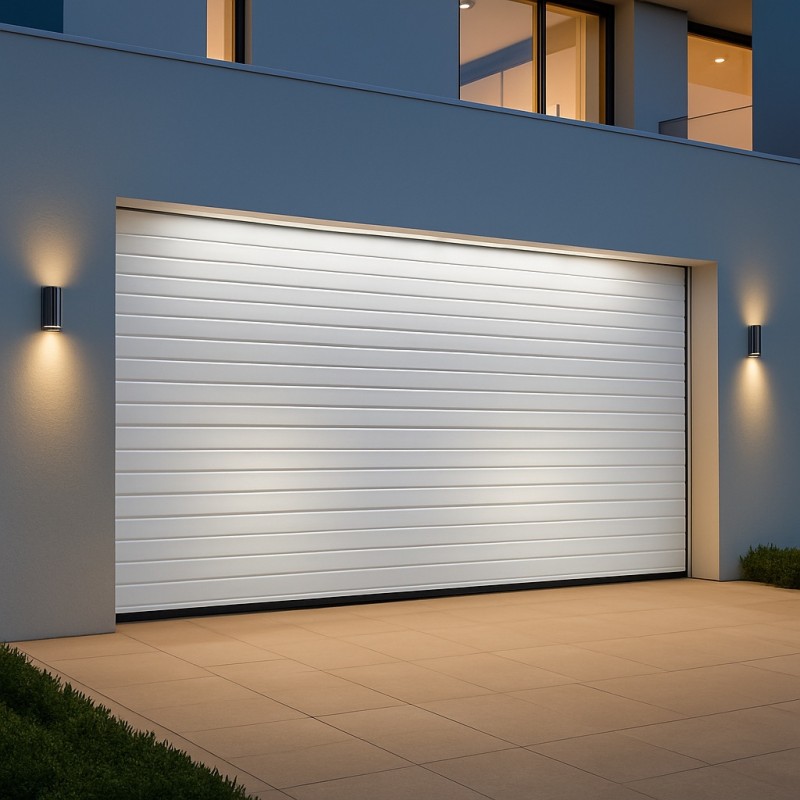 Porta de garagem seccional motorizada w 4,0 m x H 2,0 m - 40 mm - painéis de 3 groove - cor branca - europeia Qualidade Doorhan 