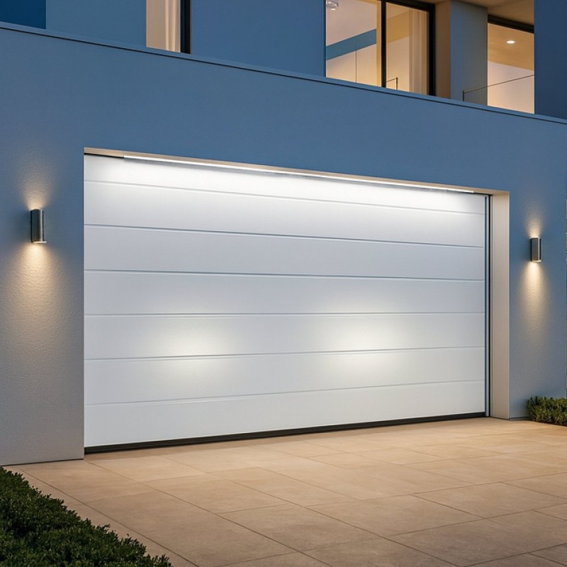GESCHICHTLICHE GARAGE-TÜR MOTORIERTE W 5,0 m x H 2,0 m - 40 mm Panels - Single Groove - White - Europäische Qualität Türhan in D