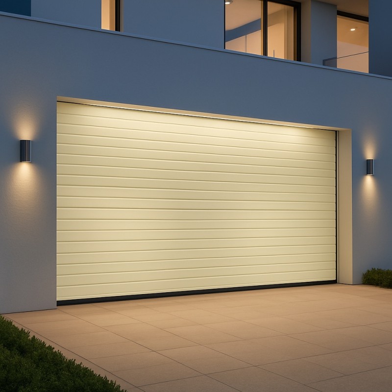 Sectional Garage Door Motorized W 4.0 m x H 2.0 m – 40 mm – 3-Groove Panels – Color Ivory – European Quality DoorHan in Dubai