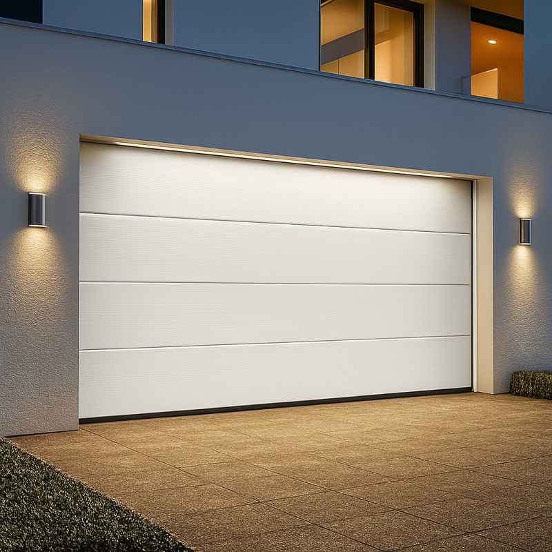 Sectional Garage Door Motorized W 4.0 m x H 2.0 m – 40 mm – Micro Groove Panels – White – European DoorHan Quality in Dubai