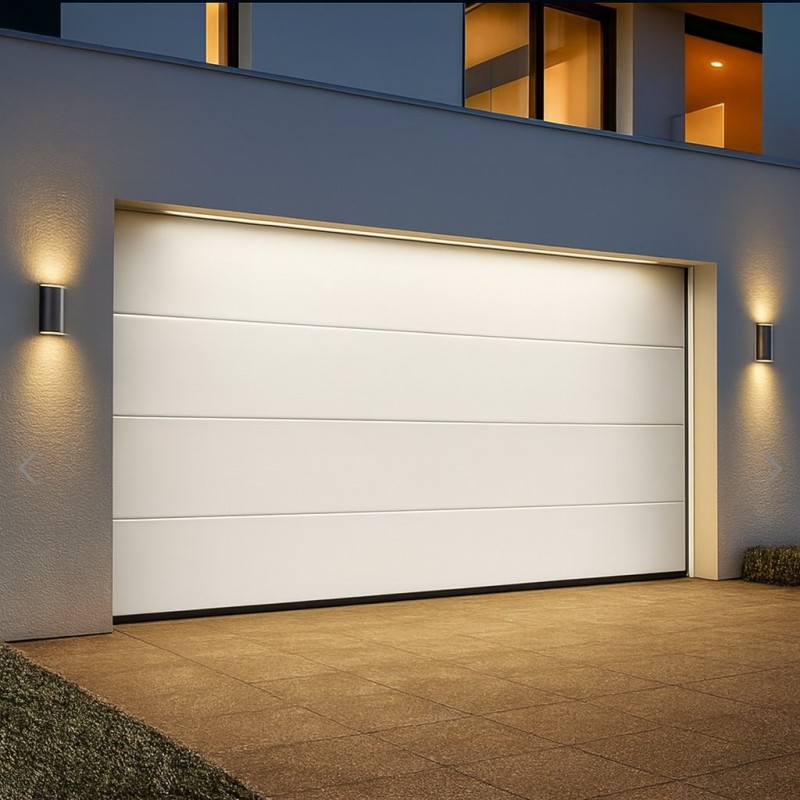 Porta de garagem secional motorizada w 4,0 m x H 2,0 m - 40 mm - painéis suaves - branco - qualidade europeia de porta em Dubai