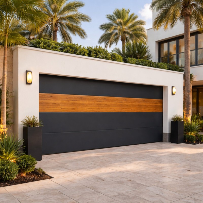 Puerta de garaje en sección de primera calidad en Dubai - 4,0 m x 2,0 m 40 mm Paneles de sándwich liso - antracita con acento de