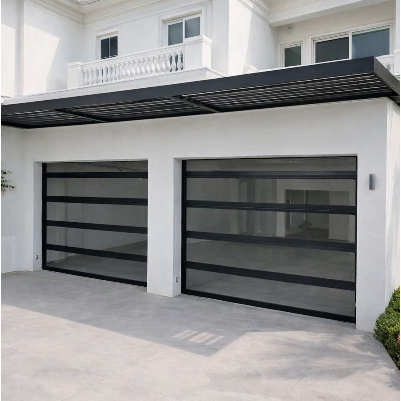 Porta de garagem de vidro panorâmico de luxo 40 mm - preto - 2,5 m x 2,5 m - Dubai