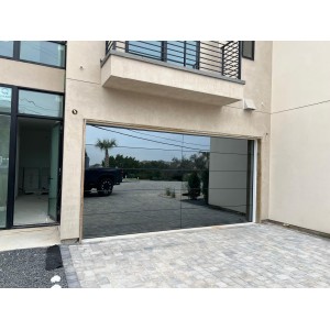 Porta del garage in vetro sezionale 4,0 m x 2,5 m - doppio plexiglass e vetro minerale affumicato - finitura nera - porta per Du