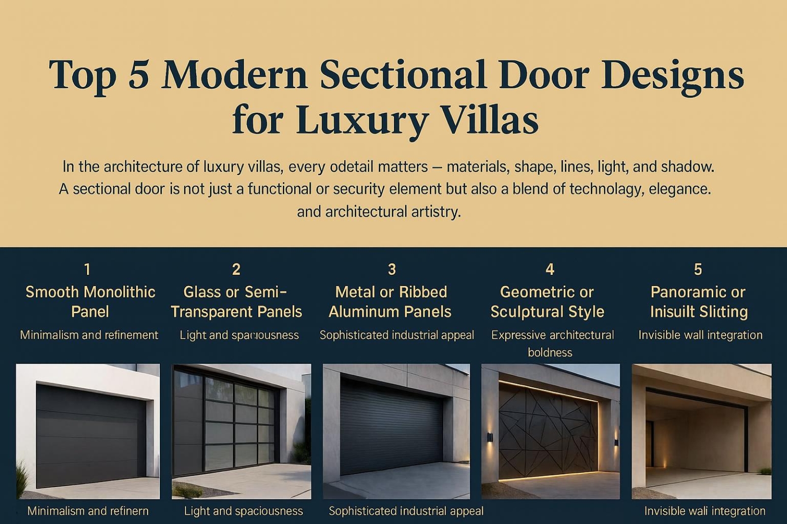 Top 5 des designs modernes de portes sectionnelles pour villas de luxe